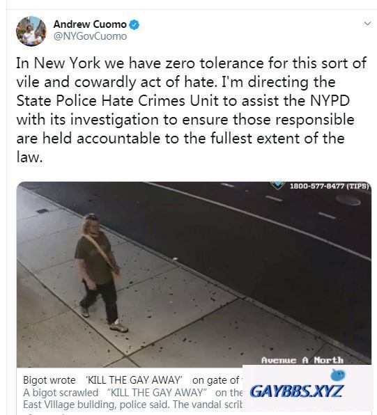 纽约：恐同涂鸦事件惊动州长，警方悬赏捉拿嫌犯 