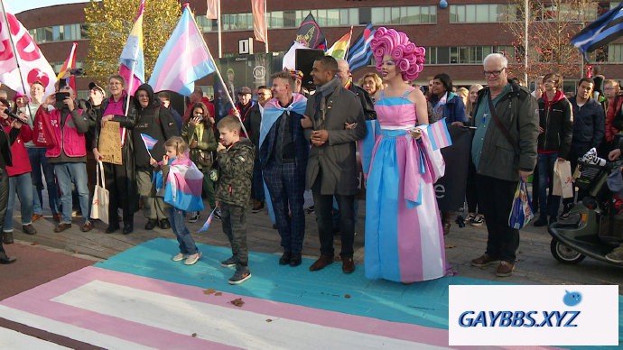 欧洲首个“跨性别斑马线”在荷兰亮相 跨性别