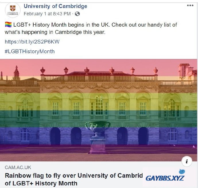 英国：LGBT历史月，剑桥大学升彩虹旗 LGBT,剑桥大学,彩虹旗