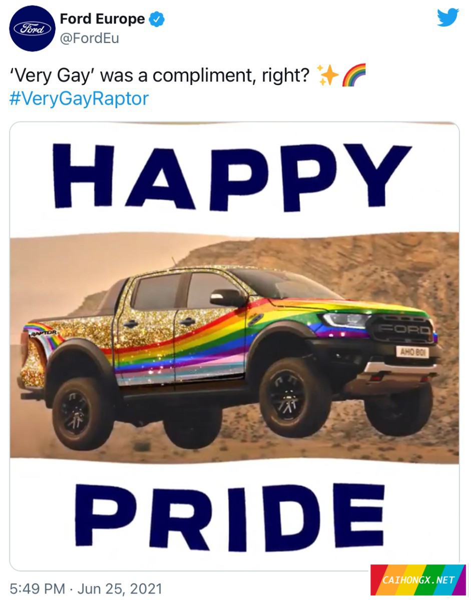 嫌蓝色卡车太gay里gay气，福特回怼恐同者 “还有LGBT+版本... 福特